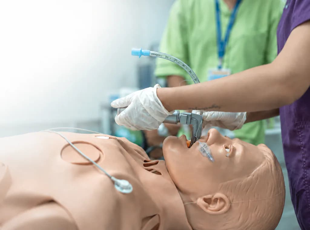 Healthcare learners building practical skills through simulation